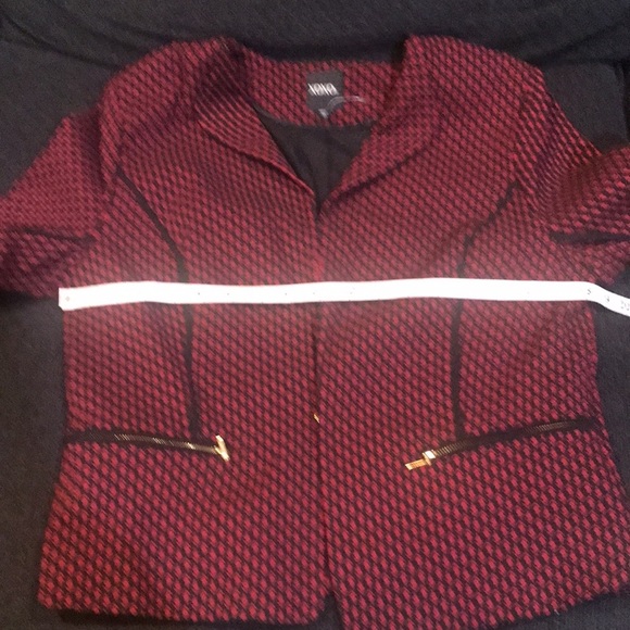 XOXO Red/Black Zipper Pockets Single Hook Closure Lined Blazer-Size XL - Picture 8 of 10